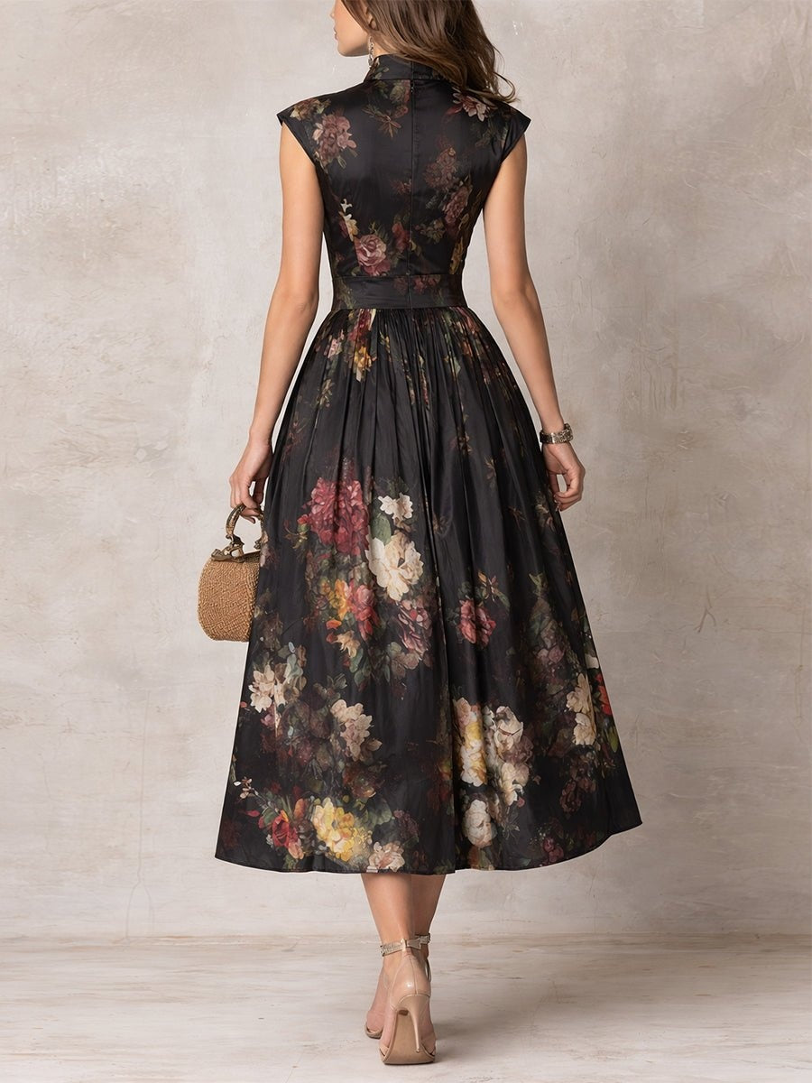 Wren | Women's Floral Keyhole Midi Cocktail Dress