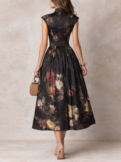 Wren | Women's Floral Keyhole Midi Cocktail Dress