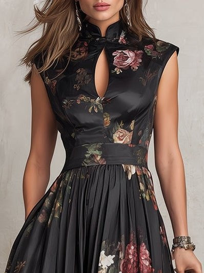 Wren | Women's Floral Keyhole Midi Cocktail Dress
