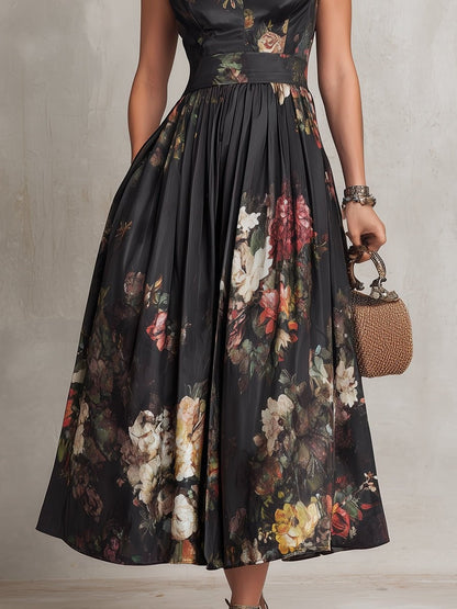 Wren | Women's Floral Keyhole Midi Cocktail Dress
