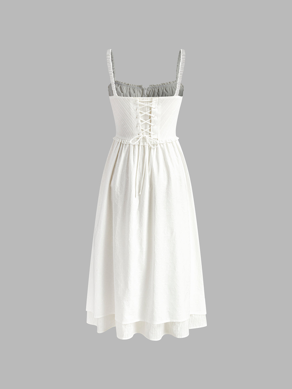 Elegant Ruffle Hem Cami Plain Midi Dress