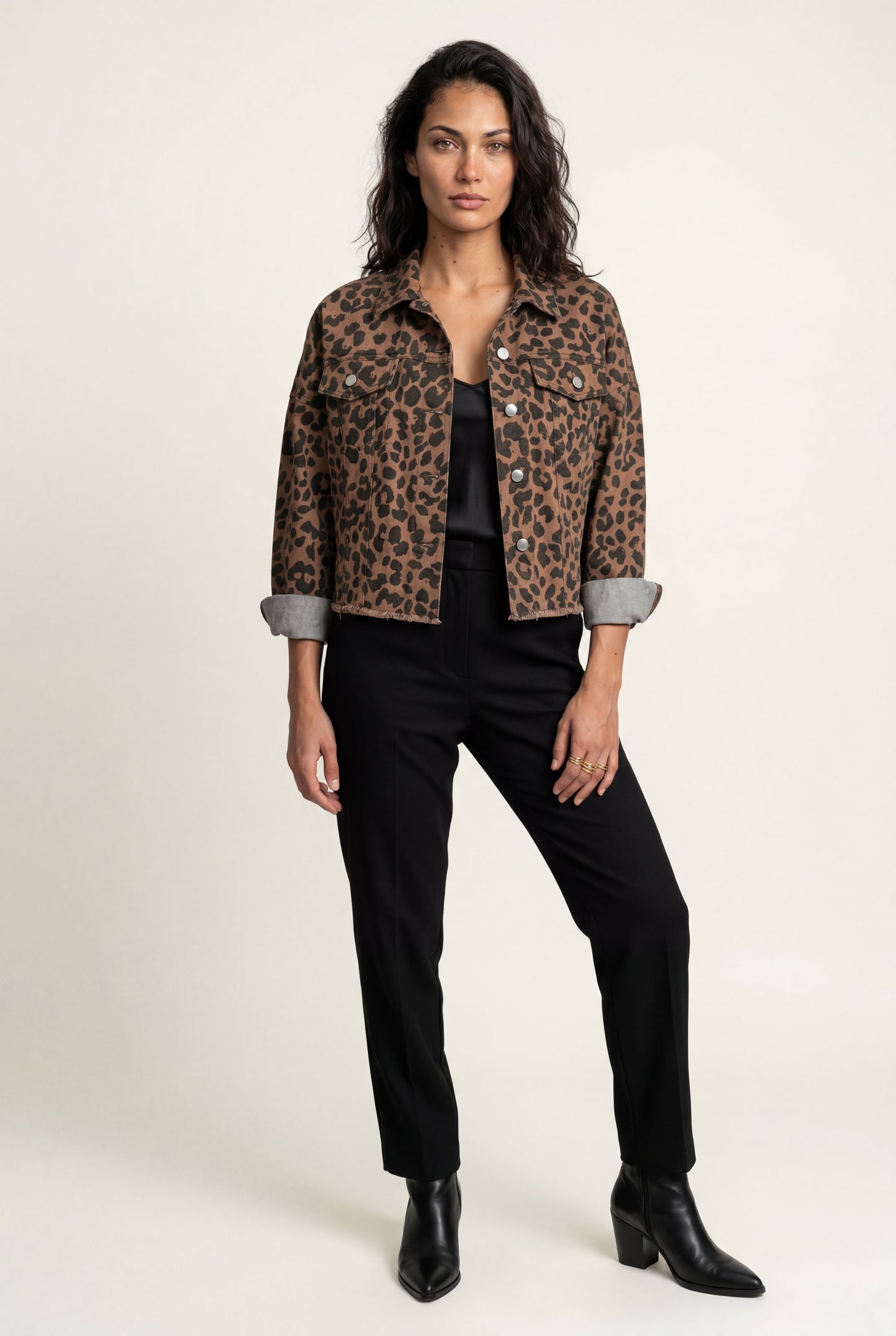 Lexi | Women's Leopard Print Cropped Jacket, Boxy Fit