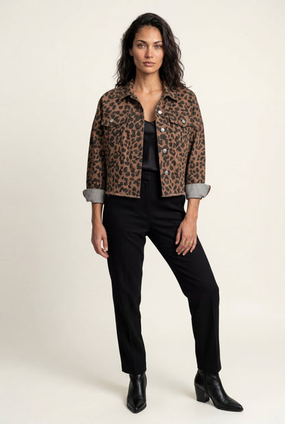 Lexi | Women's Leopard Print Cropped Jacket, Boxy Fit
