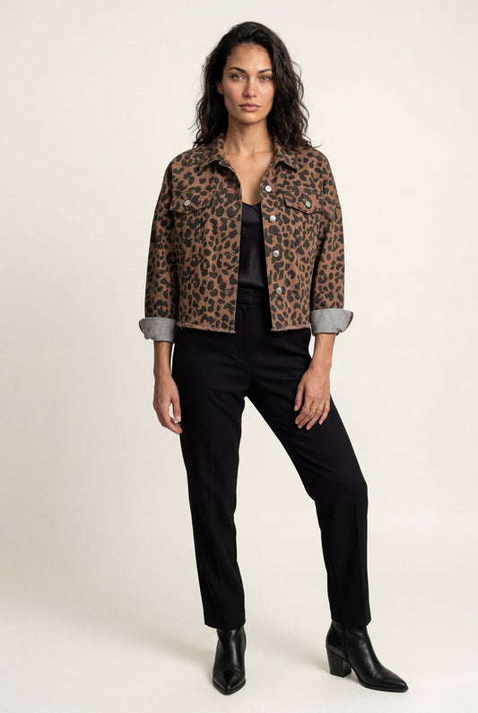 Lexi | Women's Leopard Print Cropped Jacket, Boxy Fit