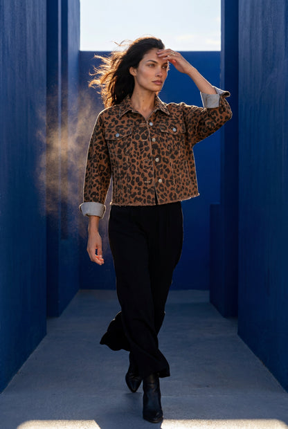 Lexi | Women's Leopard Print Cropped Jacket, Boxy Fit