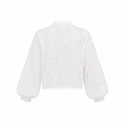 Sorina | Women's Eyelet Lace Balloon Sleeve Top