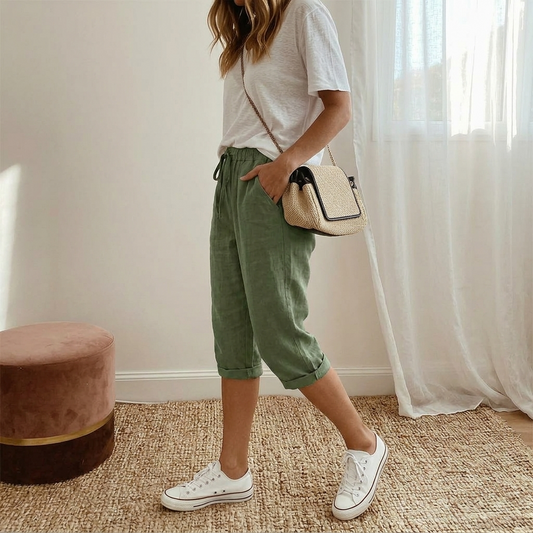 Selavyn | Drawstring Rolled Cuff Capri Pants