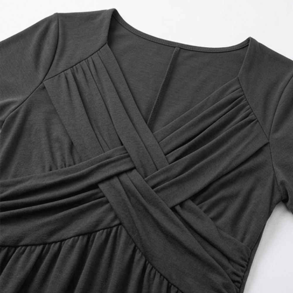 Selvine | Ruched Empire Crossover Midi Dress