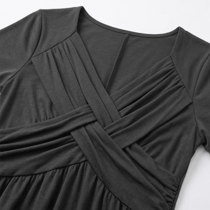 Selvine | Ruched Empire Crossover Midi Dress