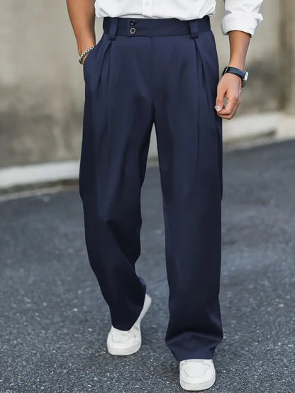 Axel | Men's Pleated Loose-Fit Cotton Blend Trousers