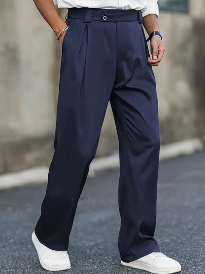 Axel | Men's Pleated Loose-Fit Cotton Blend Trousers