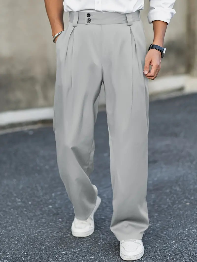 Axel | Men's Pleated Loose-Fit Cotton Blend Trousers