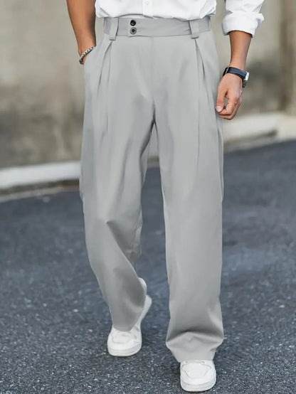 Axel | Men's Pleated Loose-Fit Cotton Blend Trousers