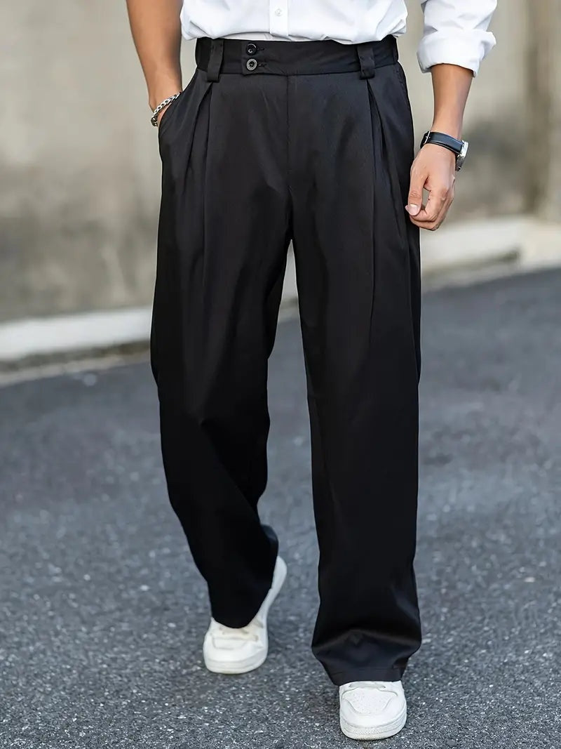 Axel | Men's Pleated Loose-Fit Cotton Blend Trousers