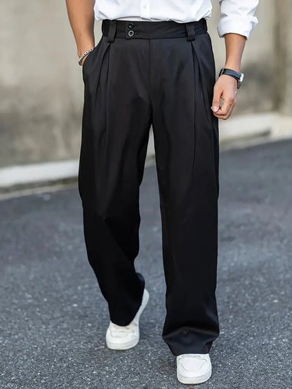 Axel | Men's Pleated Loose-Fit Cotton Blend Trousers