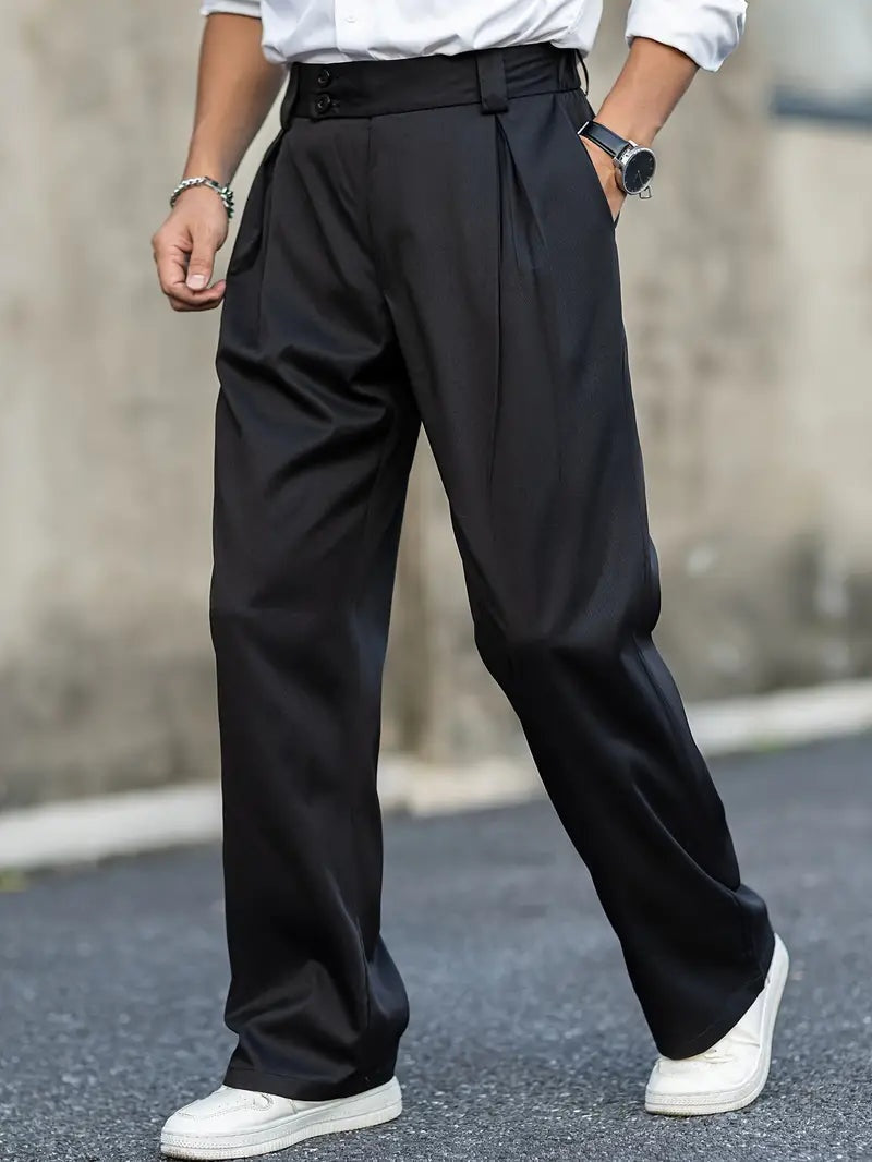 Axel | Men's Pleated Loose-Fit Cotton Blend Trousers