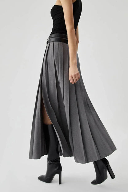 Caitlin | Pleated Split Maxi Skirt