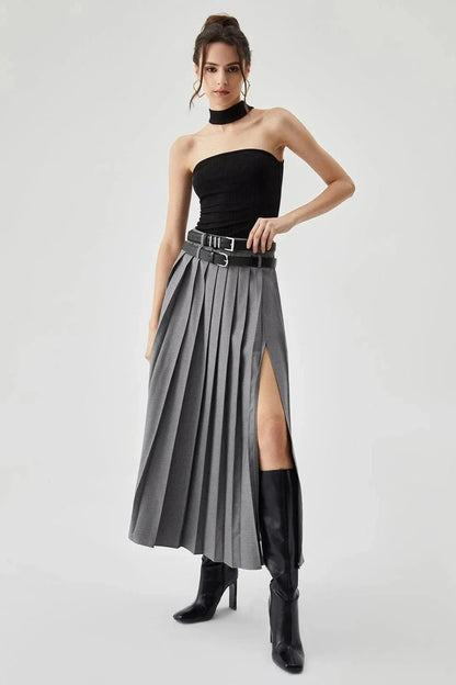 Caitlin | Pleated Split Maxi Skirt