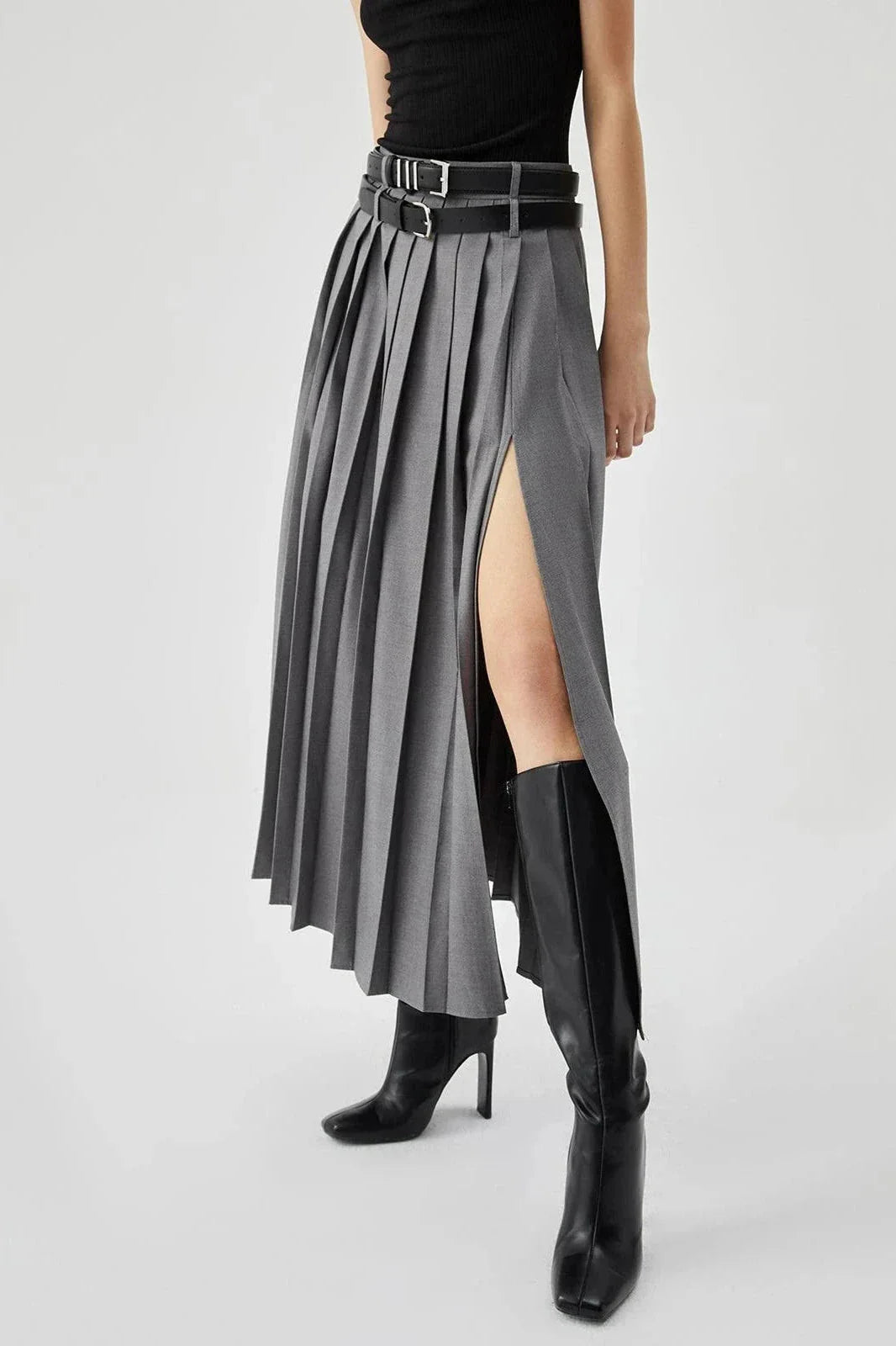 Caitlin | Pleated Split Maxi Skirt