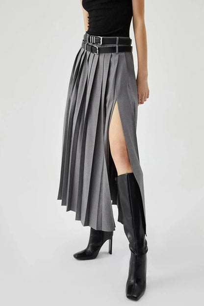 Caitlin | Pleated Split Maxi Skirt
