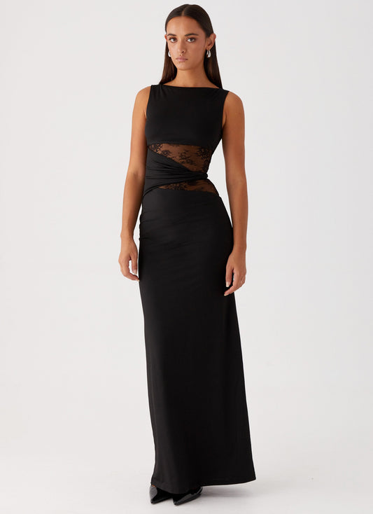Lace Cut-Out Boat Neck Sleeveless Maxi Dress