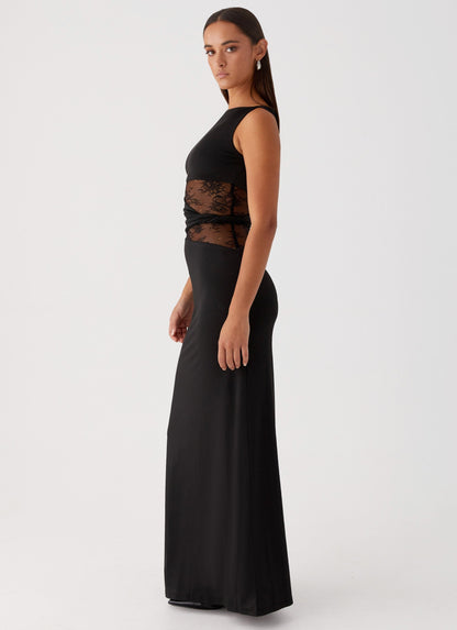 Lace Cut-Out Boat Neck Sleeveless Maxi Dress