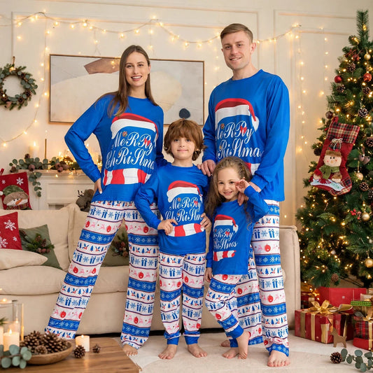 Cupid | Christmas Pyjamas Blue Santa Hat Print