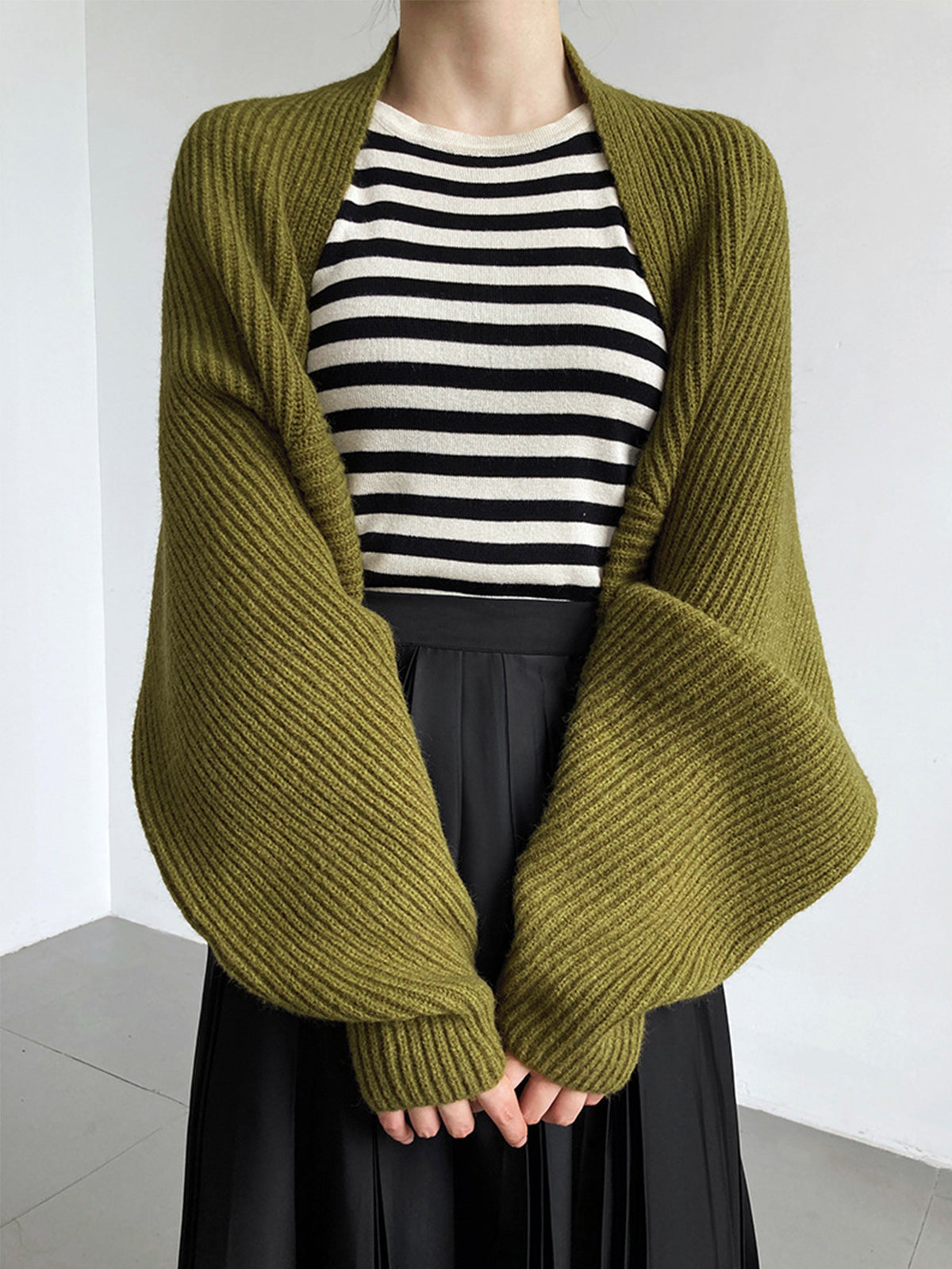 Women's Solid Open-Front Knit Shrug Sweater
