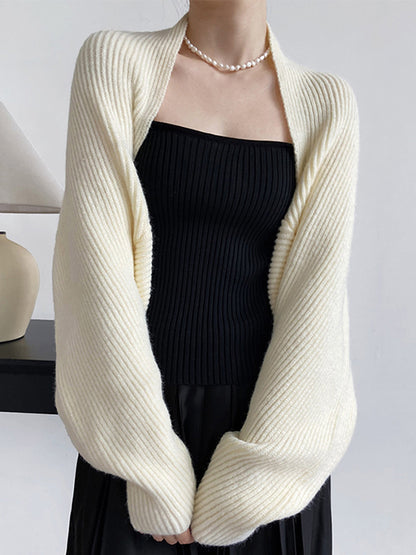Women's Solid Open-Front Knit Shrug Sweater