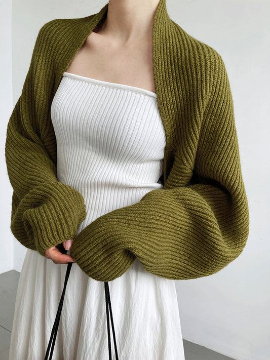 Women's Solid Open-Front Knit Shrug Sweater
