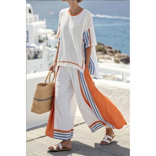Yara | Bold Colour Block Wide Leg Co-Ord Set