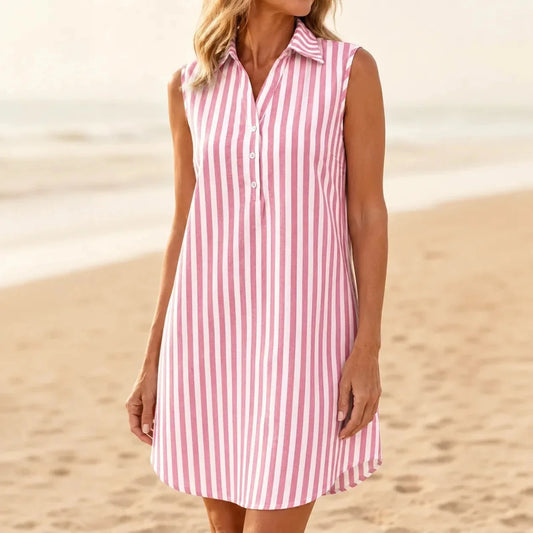 Sorrel | Striped Sleeveless Shirt Mini Dress