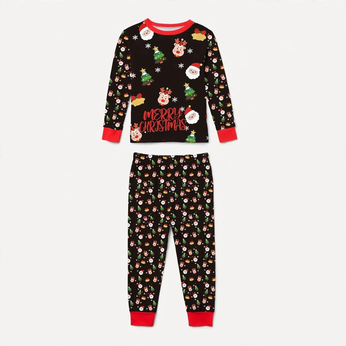 Cinnamon | Christmas Pyjamas Black Santa Red Cuffs