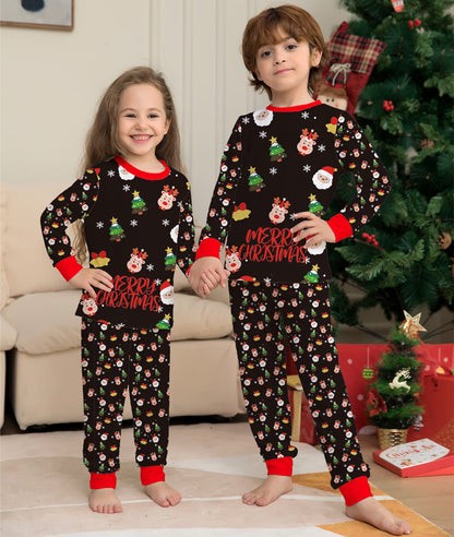 Cinnamon | Christmas Pyjamas Black Santa Red Cuffs