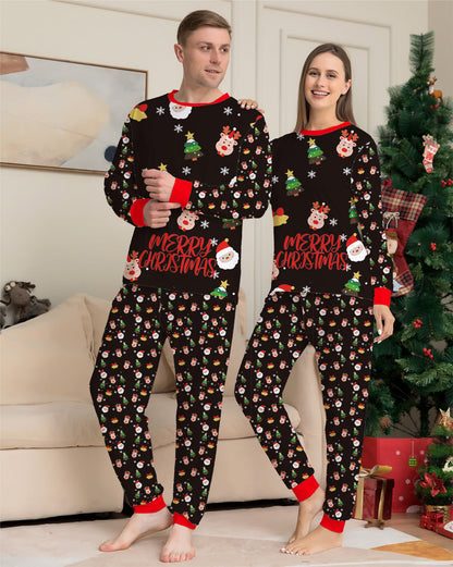 Cinnamon | Christmas Pyjamas Black Santa Red Cuffs