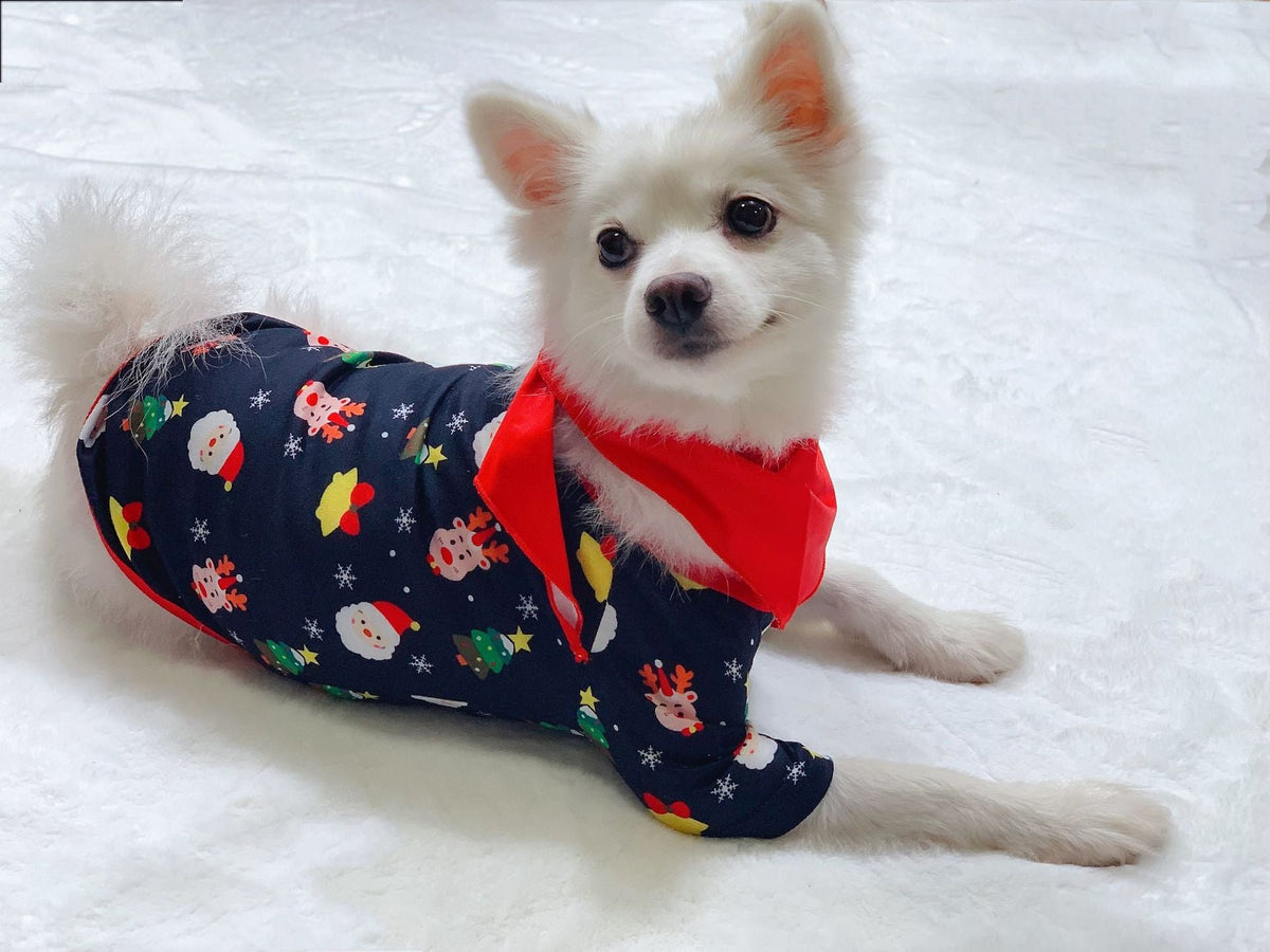 Cinnamon | Christmas Pyjamas Black Santa Red Cuffs