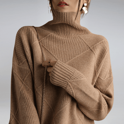 Remy | Check Turtleneck Knit Sweater Warm Pullover