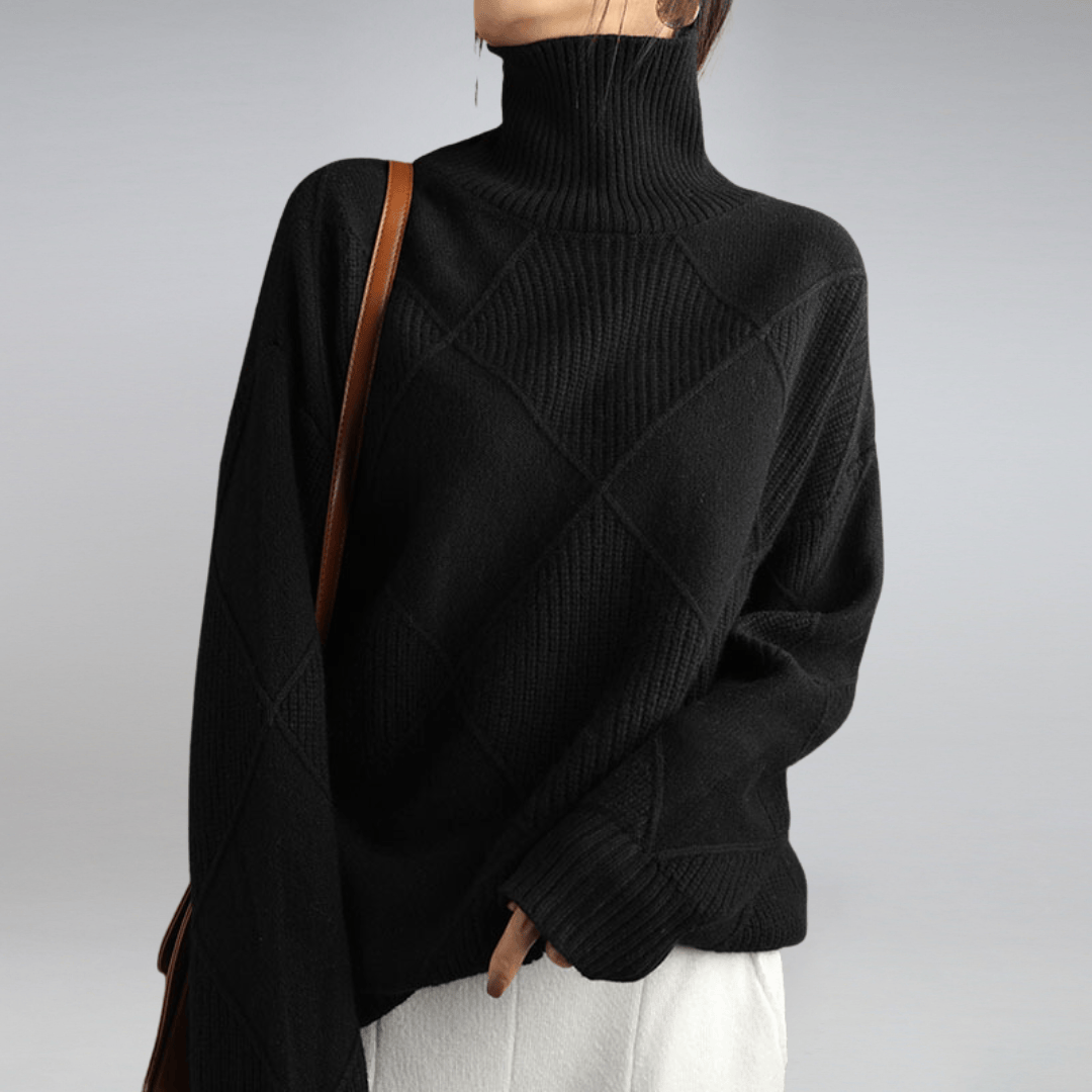 Remy | Check Turtleneck Knit Sweater Warm Pullover