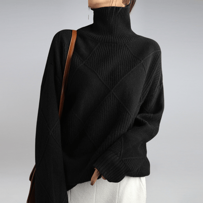 Remy | Check Turtleneck Knit Sweater Warm Pullover