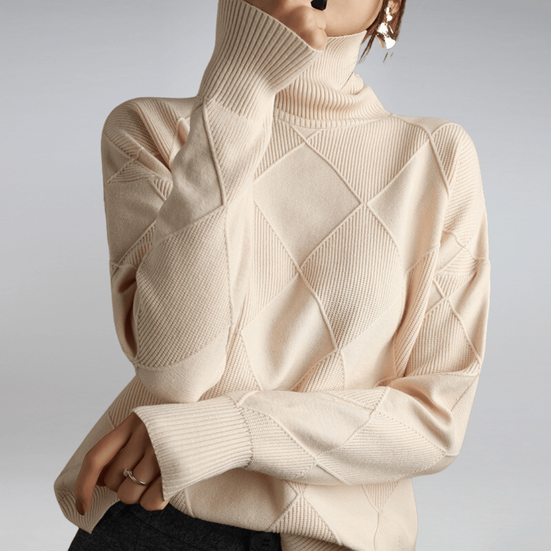 Remy | Check Turtleneck Knit Sweater Warm Pullover