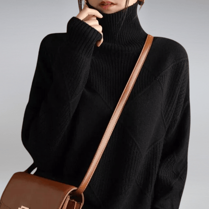 Remy | Check Turtleneck Knit Sweater Warm Pullover