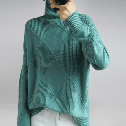 Remy | Check Turtleneck Knit Sweater Warm Pullover