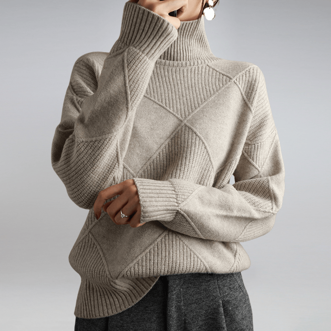 Remy | Check Turtleneck Knit Sweater Warm Pullover