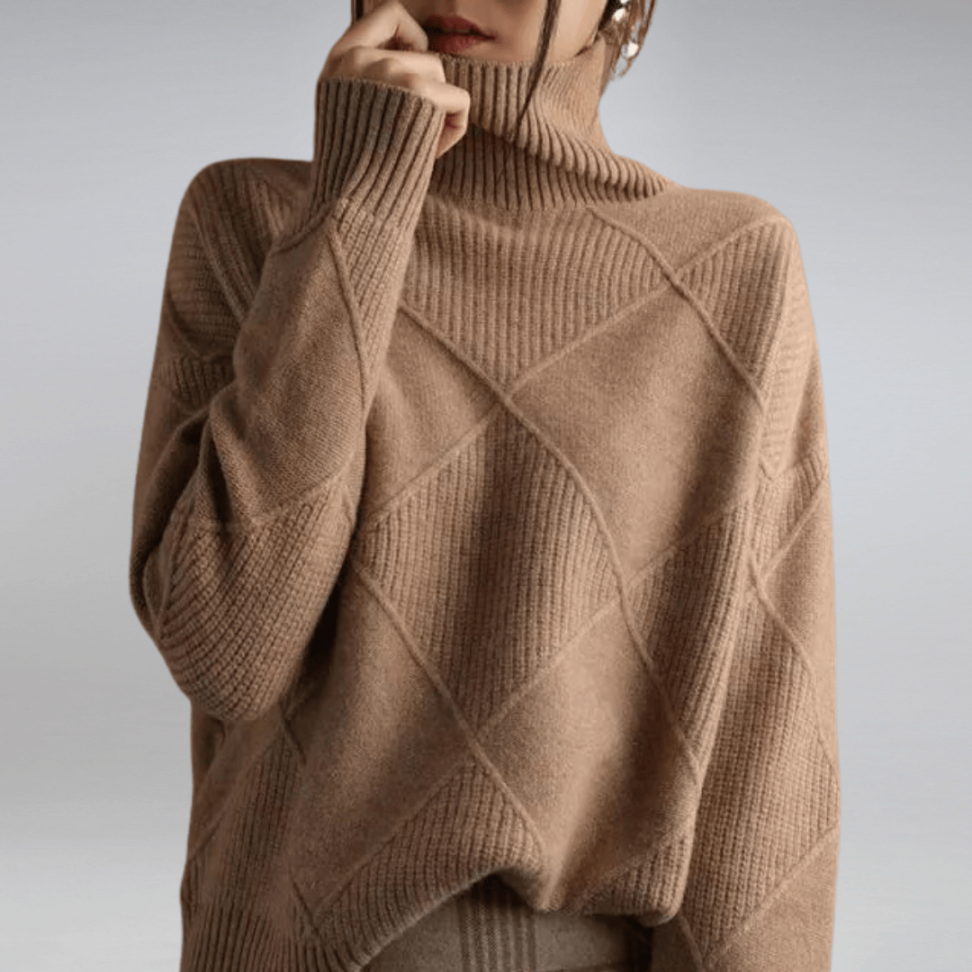 Remy | Check Turtleneck Knit Sweater Warm Pullover