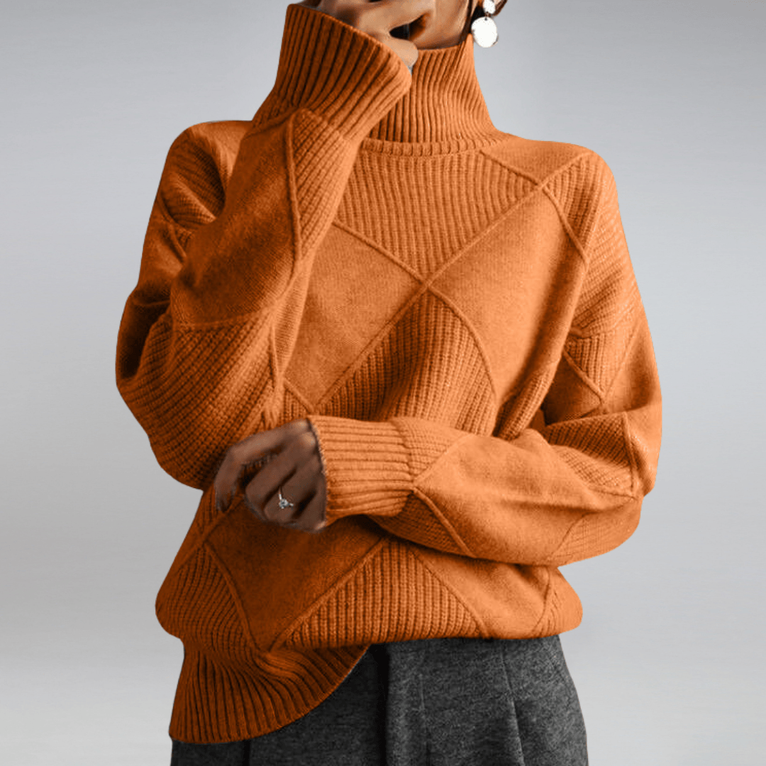 Remy | Check Turtleneck Knit Sweater Warm Pullover