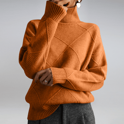 Remy | Check Turtleneck Knit Sweater Warm Pullover