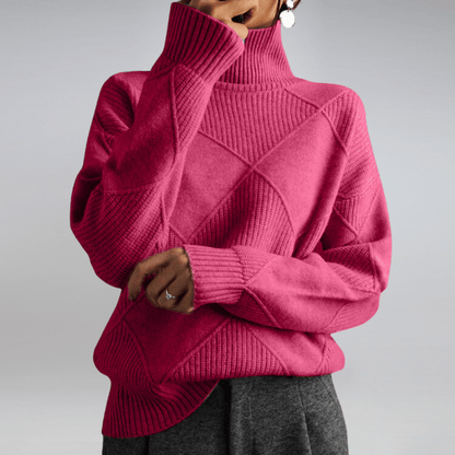 Remy | Check Turtleneck Knit Sweater Warm Pullover