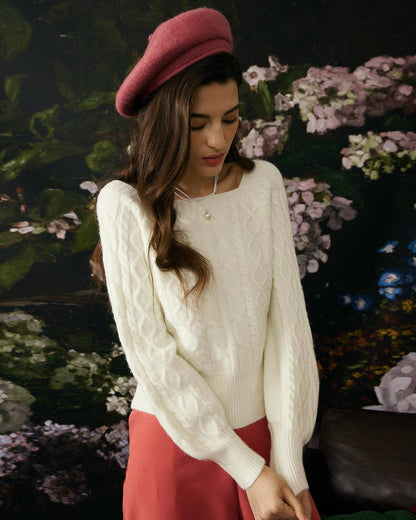 Rowena | Women's Cable Knit Crew Neck Sweater