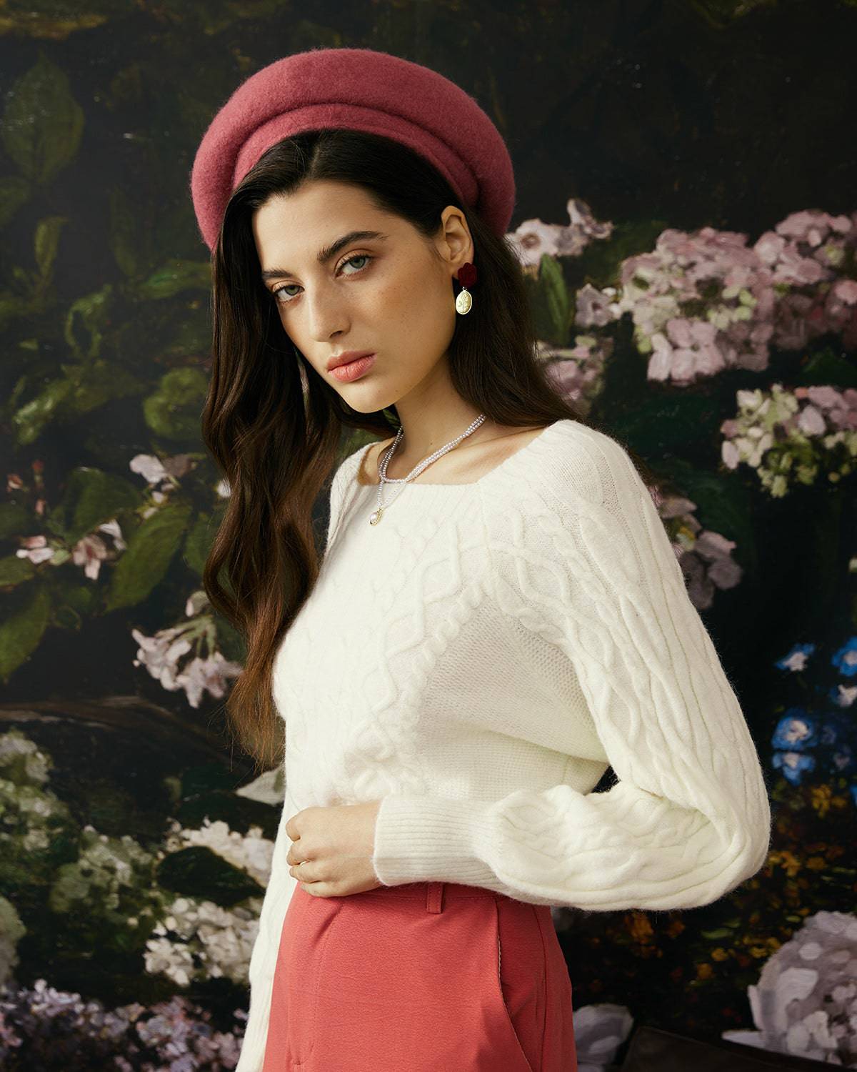 Rowena | Women's Cable Knit Crew Neck Sweater