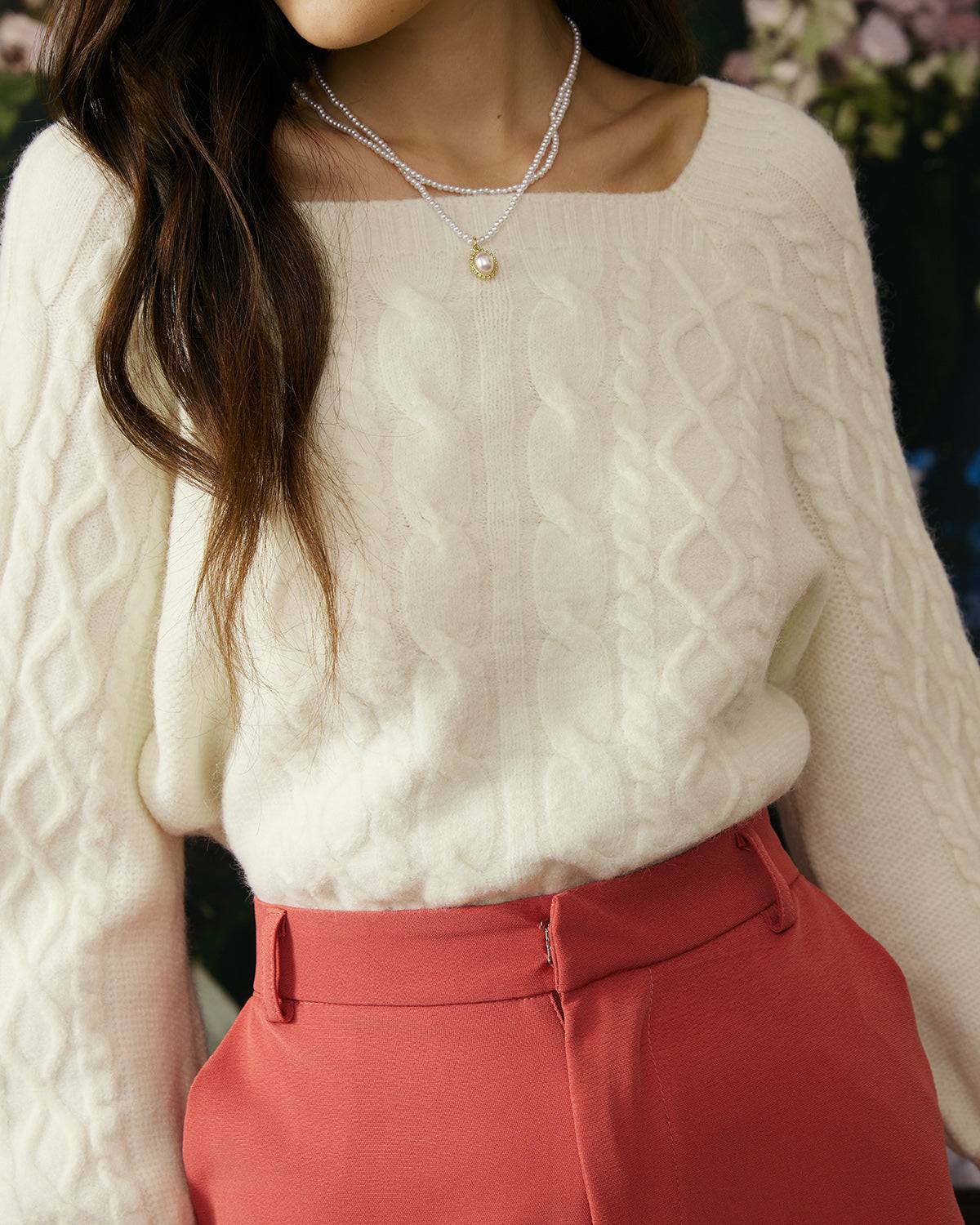 Rowena | Women's Cable Knit Crew Neck Sweater
